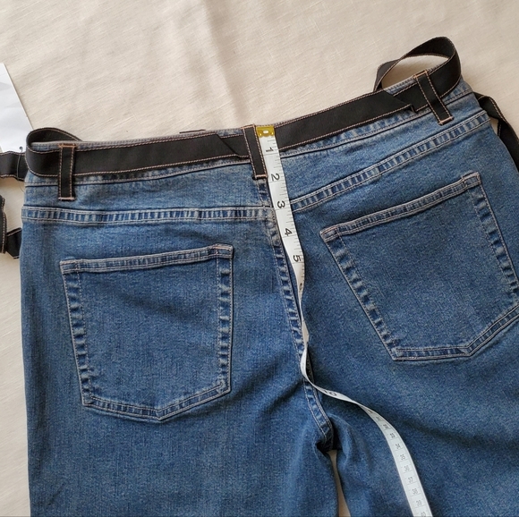 NWT Tahari Indigo Straight Leg, Medium Rise Ribbon Waist Jeans Size 12 M8DU2204 - Picture 7 of 12